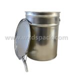 Seau conique en métal argenté de 20 litres avec couvercle à anneau de verrouillage